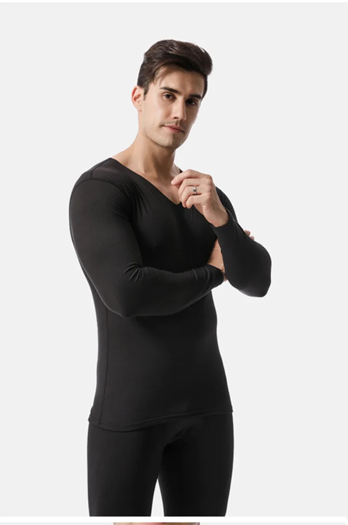 Men's V-neck Seamless Thermal Underwear Set Thermal Underwear Sets For Men Winter Long Johns Thick Thermal Clothing