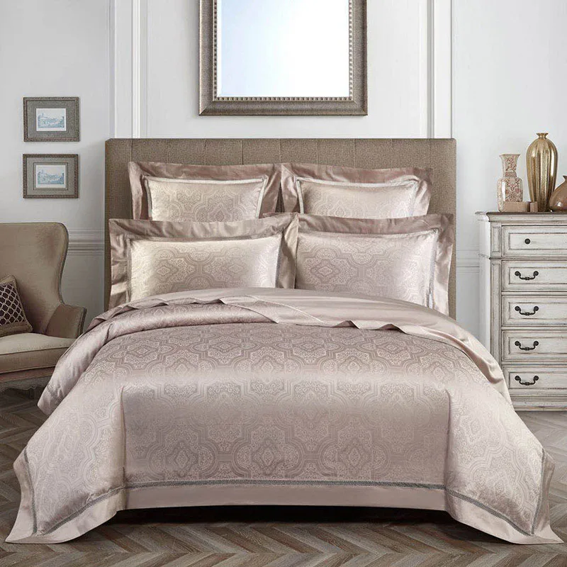 Free Shipping Pure Color Comforter Bedding sets Egyption Cotton Bedsheet Jacquard Quilt duvet Cover 4pcs Article bed sheet - Цвет: Bond gray