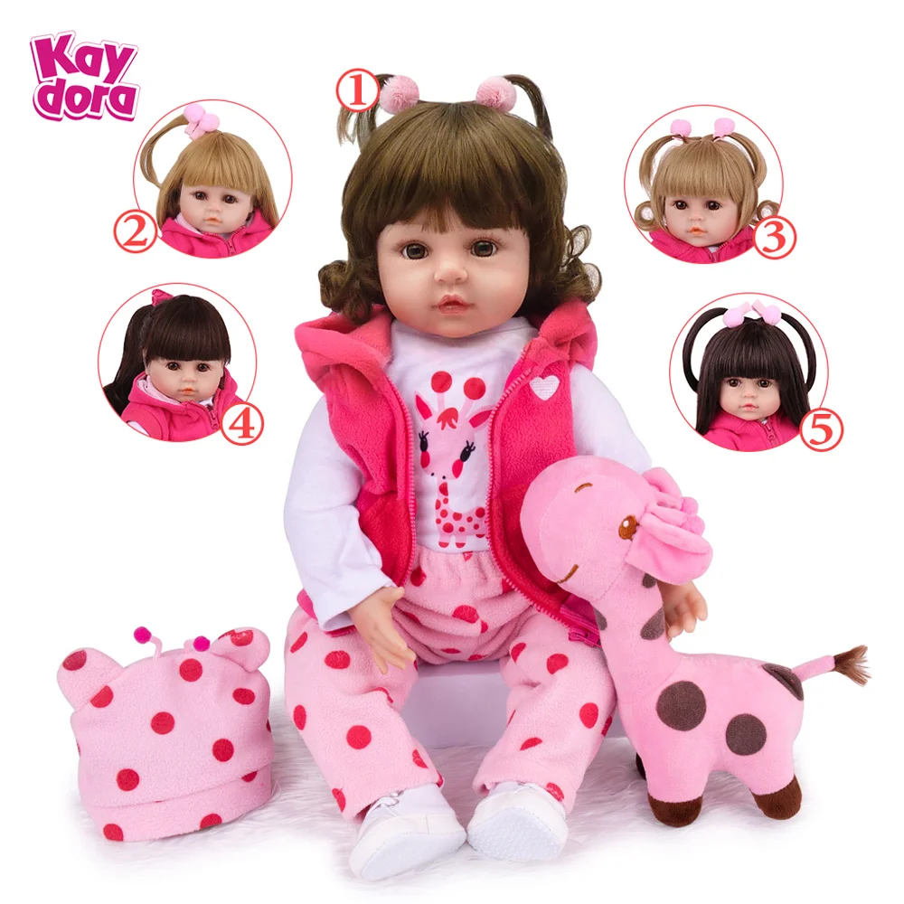 KAYDORA Bebe Reborn Baby Dolls 47cm/55cm Stuffed Clothes Body Doll Surprise Toddler With Giraffe Toy Kids Birthday Gifts