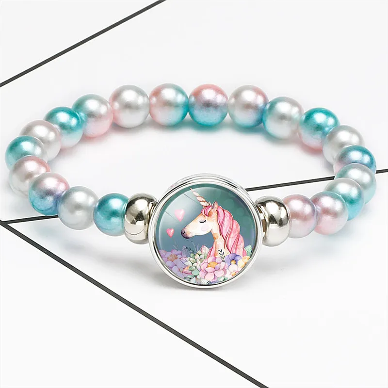 

Cute Unicorns Beads Bracelets Bangles For Children Brand Jewelry Children Bracelet And Bangles Cartoon Women Accessories Girls B