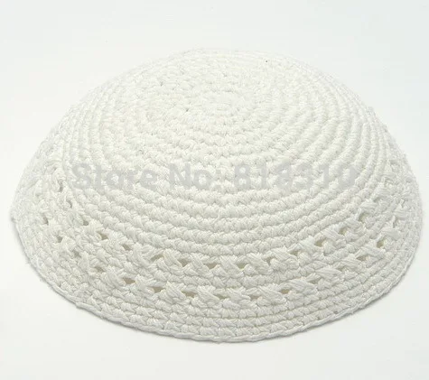 17 см ручной вязки YARMULKE KIPPAH - Цвет: White color