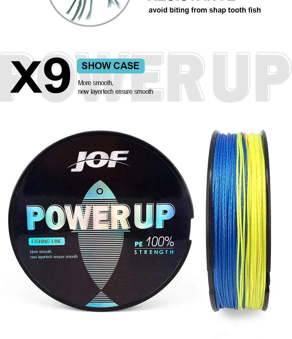 JOF SuperPower 150m 9 Strand 20LB-100LB PE плетеная леска прочная