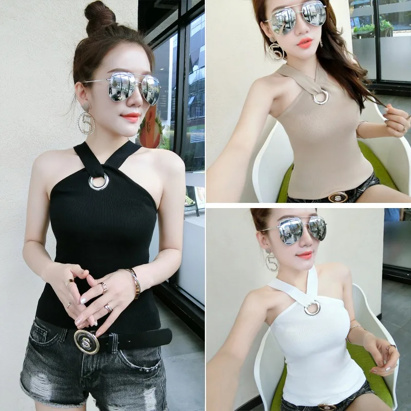 

Women Summer Tank Top Hollow Out Halter Bodycon Backless Female Sexy Clothing Vest