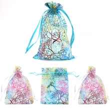 QIAO 100pcs/lot 7x9 9x12 10x15cm Drawstring Organza Bags Wedding Christmas Decoration Gift Bag Jewelry Packaging & Pouches