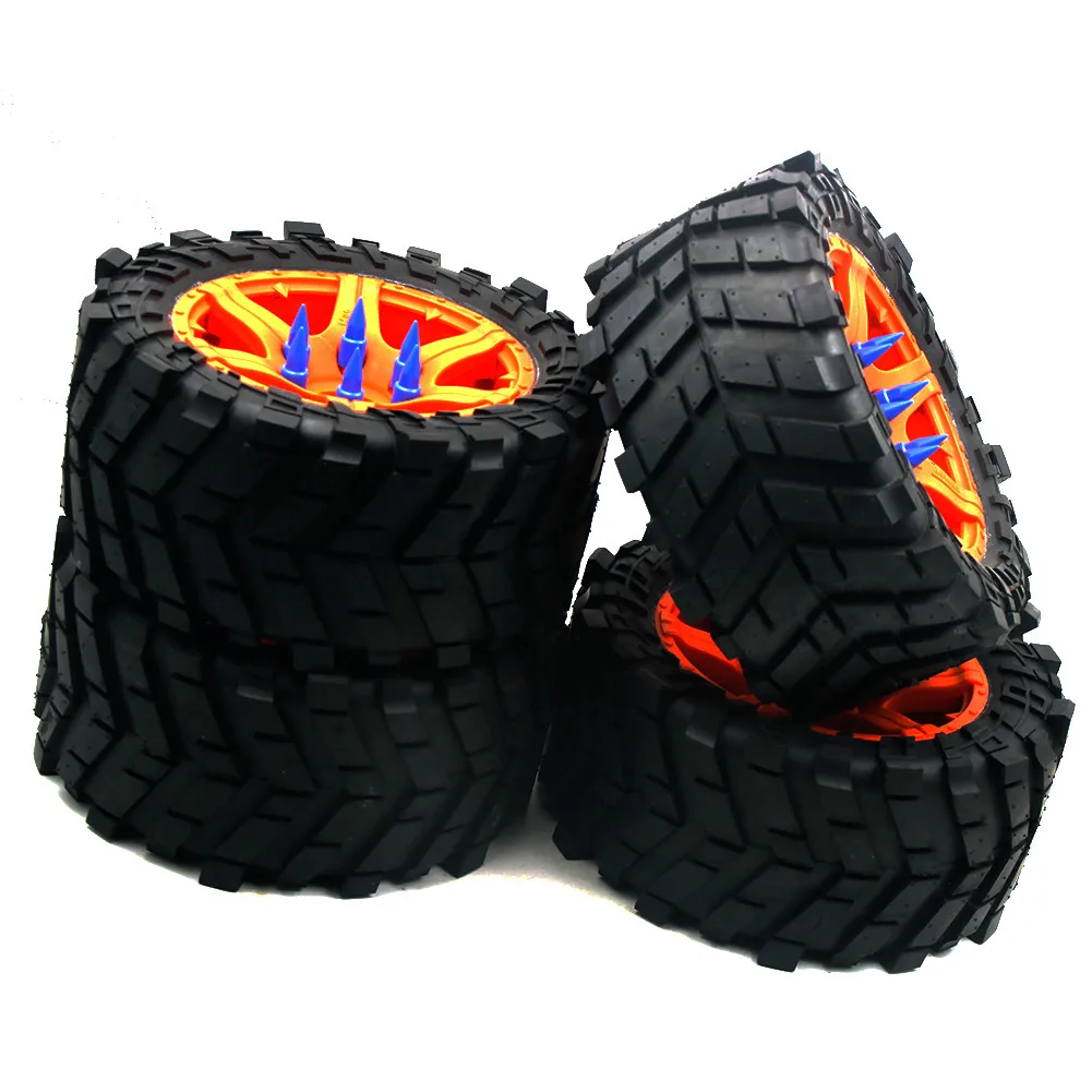 Orange Hub Blue Nut2 Колесные шины 4 шт./1 комплект с гайками(4 шт.) для 1/5 Traxxas X Maxx 220 мм* 105 мм - Цвет: Orange Hub Blue Nut2