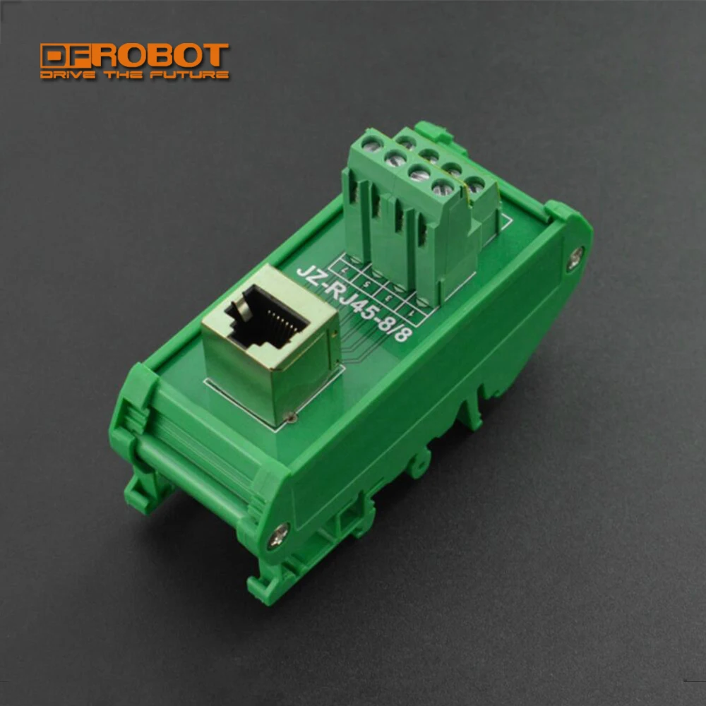 Клеммная колодка DFRobot DIN Rail RJ45 адаптер с разъемом Ethernet и восьмипортовой клеммой
