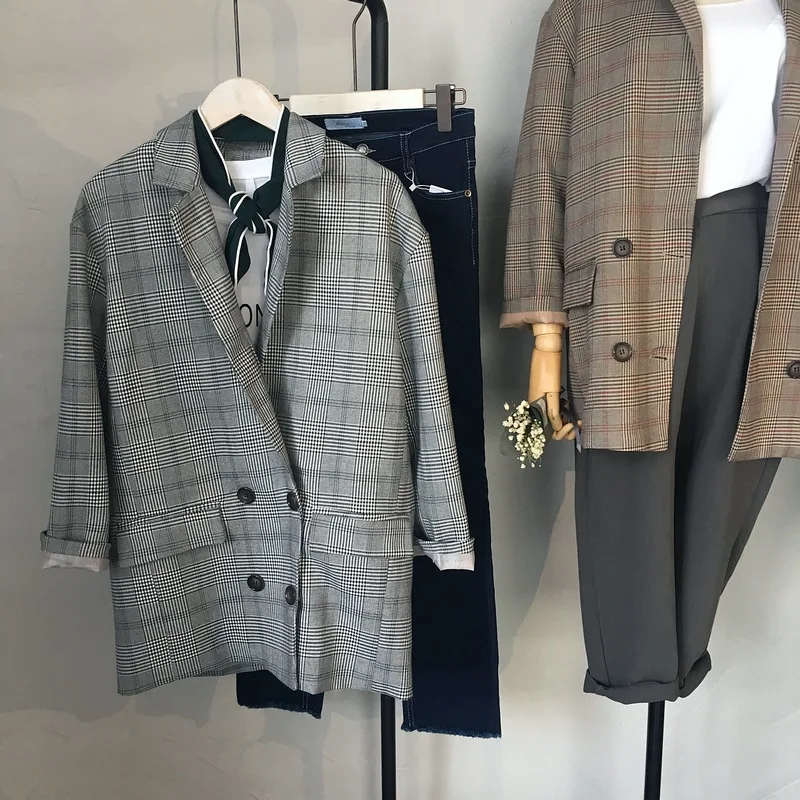 

9937 Zhicongxi 2019 Autumn Clothing New Style South Korea WOMEN'S Dress Retro Plaid WOMEN'S Small Business Suit Coat Women's