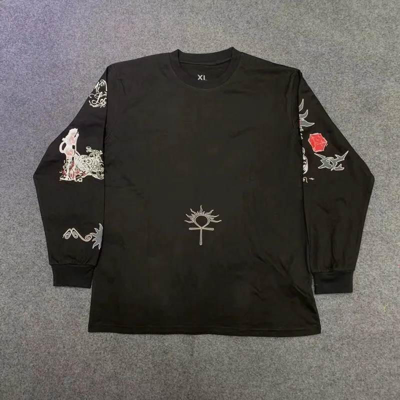 Мужская и женская футболка с длинным рукавом принтом Трэвиса Скотта|Футболки| |