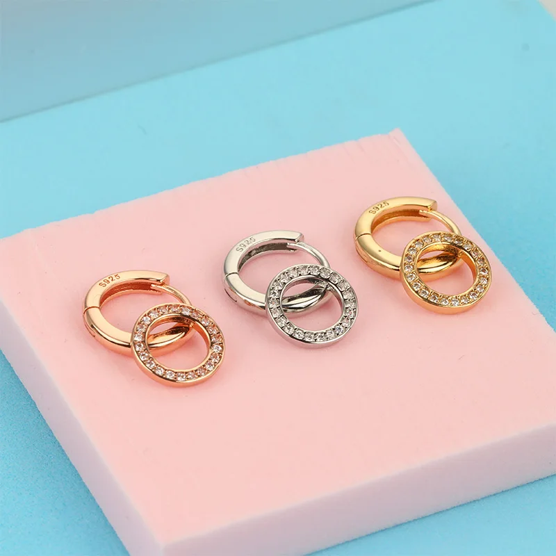 Summer New 925 Sterling Silver Hoop Earrings Original For Women Luxury Fashion Jewelry Party Rose Gold Huggie Earring 2021 Trend