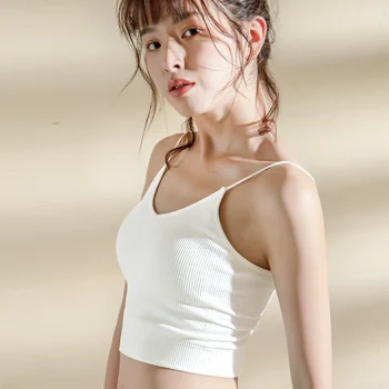 

Elvoegirl Women Sexy Tank Tops padded Vest Girl Push-up Bra Camisole Bra one-piece base without steel ring underwear ladies