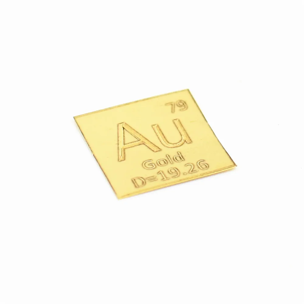 

99.99% High Purity Gold Metal Au Carved Element Periodic Table Sheet 10*10*0.1 mm (+/-0.01g, 0.183g~0.198g)