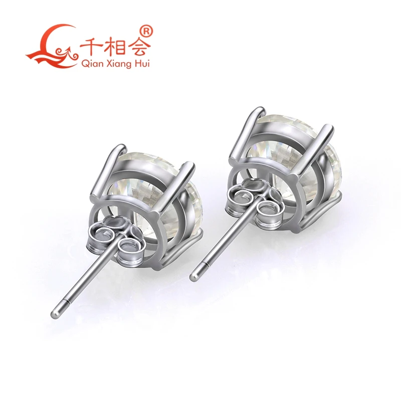 10k 14k 18k real gold 6.5mm or 8mm round Classic 4 Claw earrings D white color moissanite stone ear stud datting jewelry gift