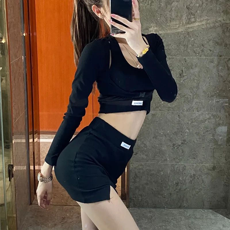 3 Pieces Sets Black Knitting Blouses + Tops+Skirt Women Spring Autumn Casual Sweet Long Sleeve Tops And A Line Mini Skirts black split knitting half skirt spring autumn new high waist solid slim all match a line skirt office fashion women clothing
