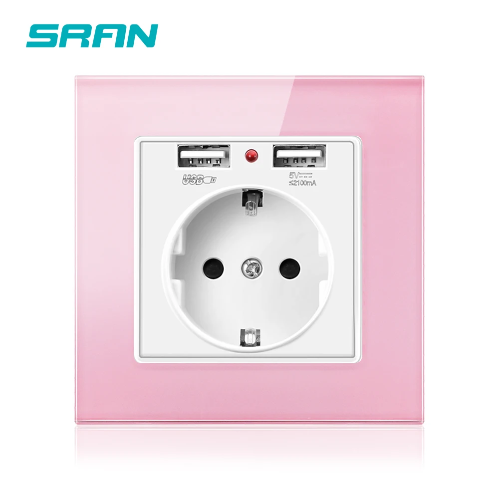 Европейская розетка SRAN с Usb портом для зарядки электрическая прозрачной