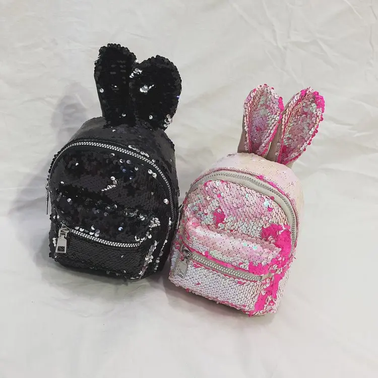 

Korean-style Children 2019 Spring And Summer New Style Backpack Cute Rabbit Eared Sequin Casual Backpack Fashion Men And Women