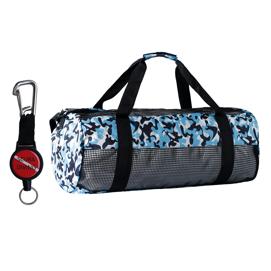 Durable Dive Mesh Duffel Bag Snorkeling Retractor Lanyard Holder Hook Carabiner for Diving Water Sports