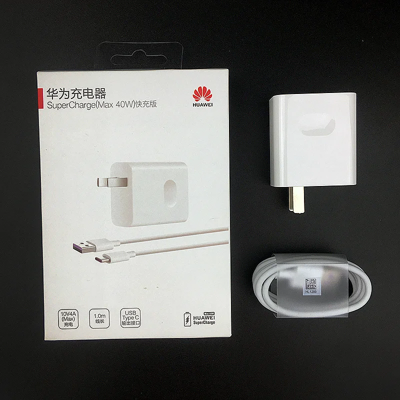 40w US with box Зарядное устройство huawei,, 40 Вт, ЕС, быстрая зарядка, адаптер питания, 5 А, Тип c, кабель usb для mate 30 pro nova 5 5t 5 pro 6 p20 p30 pro - Тип штекера: 40w US with box