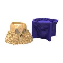 

3D Skull Shape Flower Pot Silicone Mold Flowerpot Mould Pen Holder Mold Handmade Craft Clay Pot Mold Home Decors for Vase Making