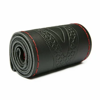 

Car Steering Wheel Cover Decor Hand Sewing Anti-slip Black Red Thread Set