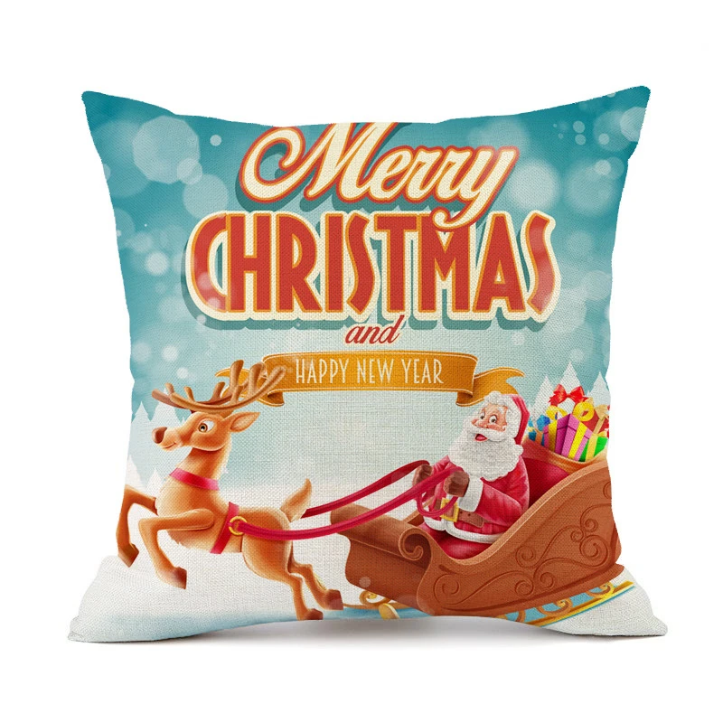 Merry Christmas подушка в форме Санта-Клауса чехол льняная снежинка снеговик олень декоративная наволочка Новогодняя Подушка 45*45 см - Цвет: 11