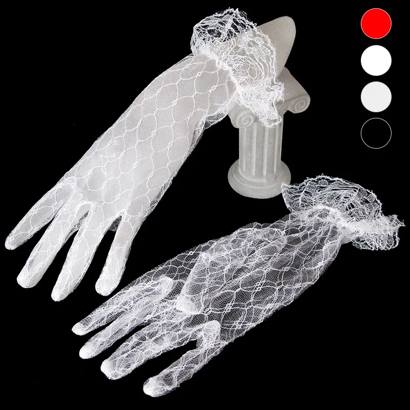 

Wholesale Bride Wedding Gloves Short Gauze Lace Marriage Formal Dress with Finger Gloves S054 Factory Price Direct Selling