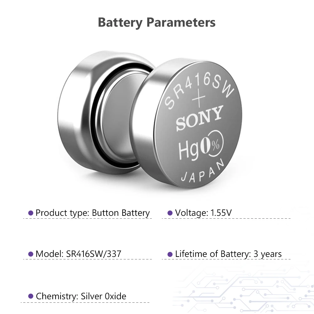 1 шт. для sony 337 SR416SW 1,55 в оксид серебра часы батарея SR416SW 337 LR416 SB-A5 Кнопка монетница Сделано в Японии