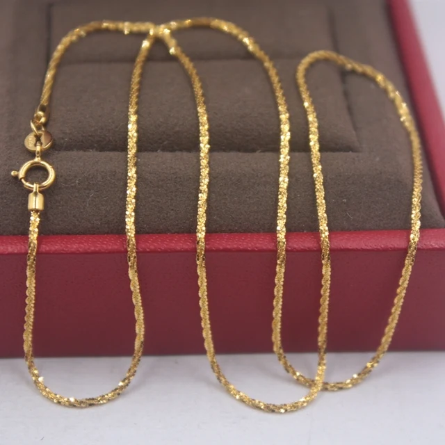 Pure 18k Yellow Gold Chain Unisex Luck 1mmW Full Star Link Chain Necklace 18inches 2.15g 4