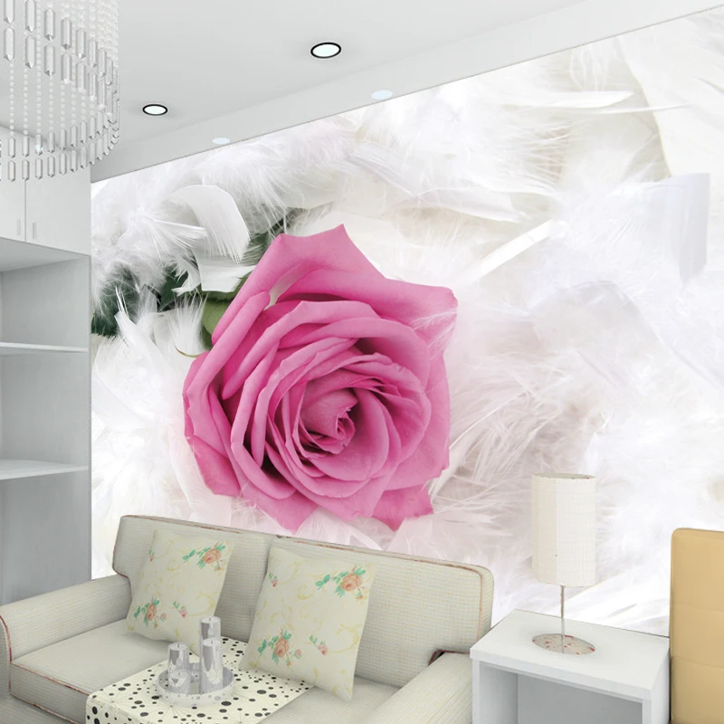 Romantic-Pink-Rose-Flower-Photo-Mural-Customized-Size-Non-woven-3D-Wallpaper-For-Wedding-Living-Room