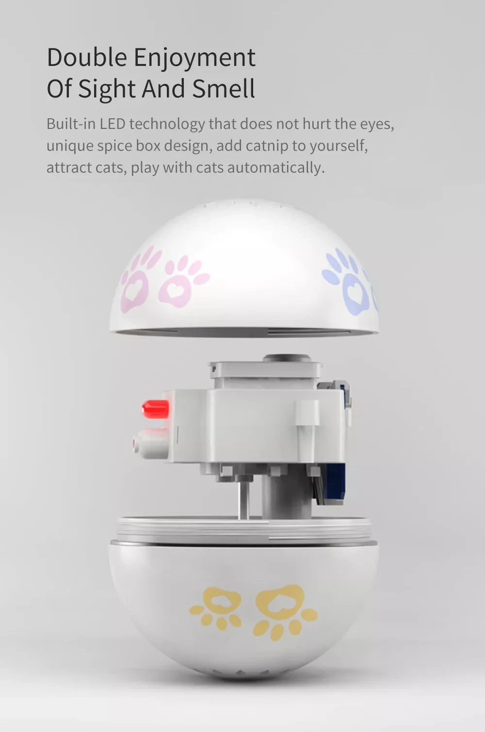 Newest Xiaomi Petoneer Pet smart companion ball Cat Toy Built-in catnip box Irregular scrolling funny cat artifact Smart pet toy (3)