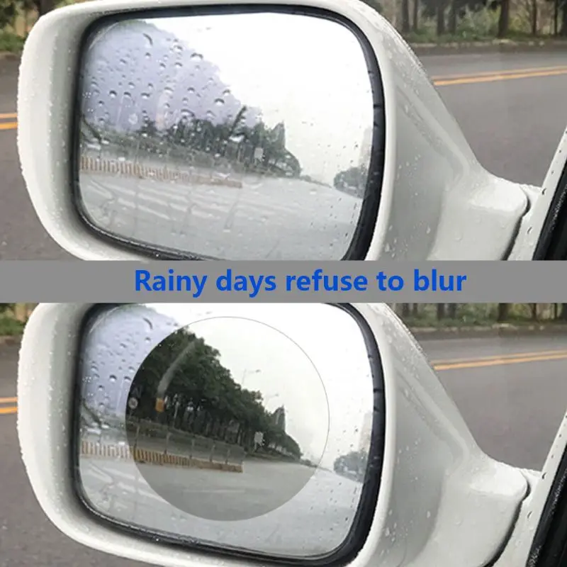 2 шт., автомобильная зеркальная защитная пленка заднего вида, противотуманная, на окно, прозрачная, непромокаемая, на зеркало заднего вида, защитная мягкая пленка, на боковое окно, пленка