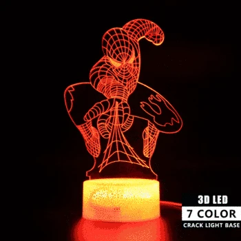 

Cartoon 3D Novelty Light LED Lights 3d Table Lamp Spiderman Remote Control Led Light Avengers Endgame Night Light Spider Man
