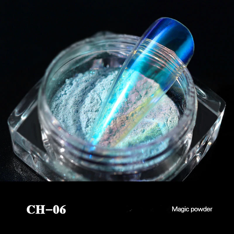 0,2 г порошок неонового пигмента Аврора лед через ню Хамелеон Русалка порошок супер зеркальный эффект, цвета хрома ногтей наборы блесток Маникюр - Цвет: 06