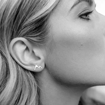 

Trendy stud earrings for women,Hand design mountain Shaped small studs,silver 925 jewelry,Earlobe Ear bone piercing minimalist