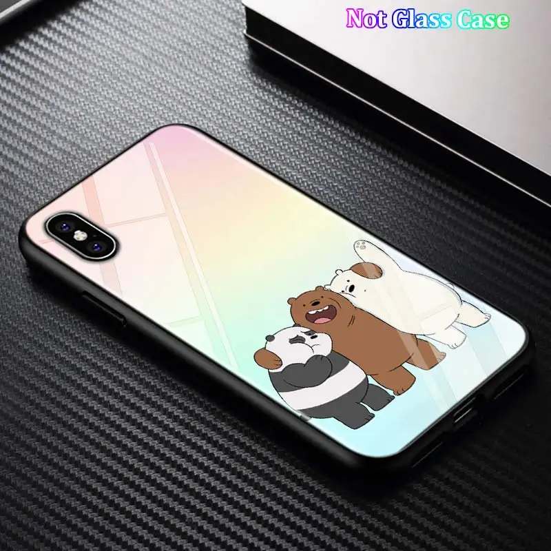 Black Cover Cute Bare Bears for iPhone 11 11Pro X XR XS Max for iPhone 8 7 6 6S Plus 5S 5 SE Glossy Phone Case