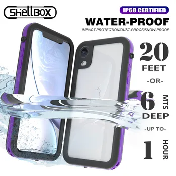 

Shellbox Waterproof Phone Case for iPhone 11 Pro Max Silicone Dust Shockproof Swimming Cover for apple X XR XS MAX Cases