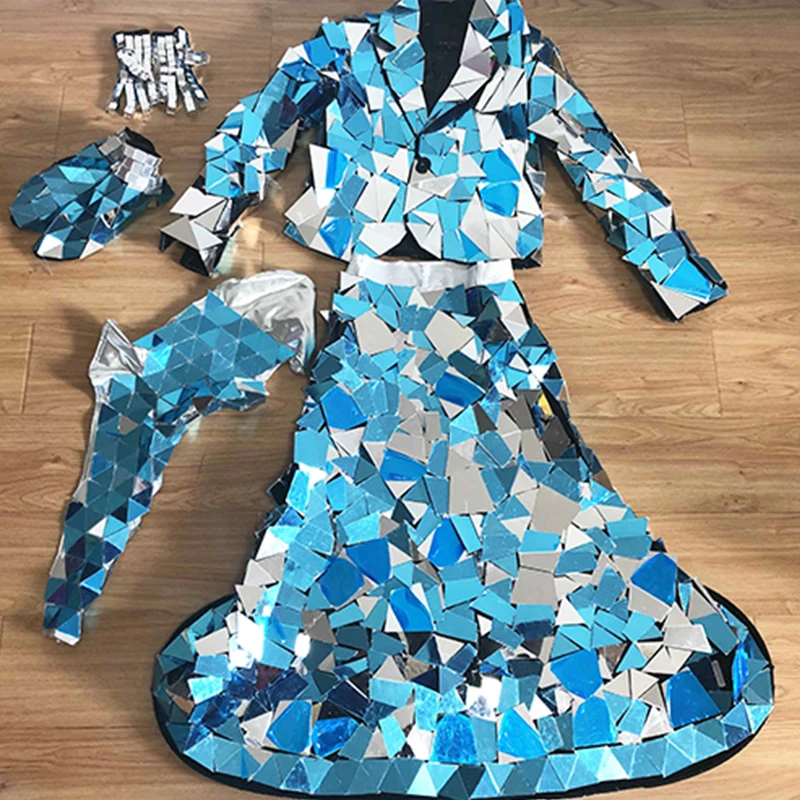 As Picture Mirror Ds Costumes Women Top Skirts Suit Nightclub Personalized Custom Bar Mirror Performance Clothing Festival Outfit DN4564 - Цвет: As Picture