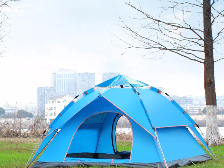 Автоматическая палатка для кемпинга, семейная палатка для 3-4 человек, двухслойная палатка для мгновенной установки, переносная палатка для пеших прогулок и путешествий