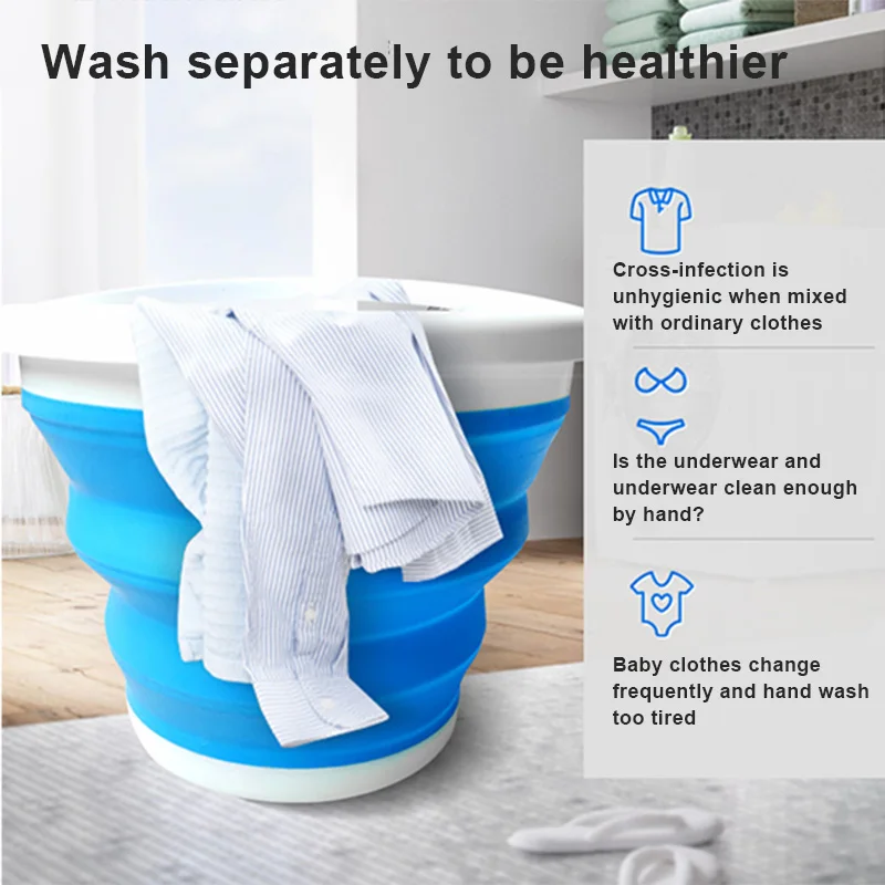 Mini Foldable USB Bucket Turbo Washing Machine Portable Automatic Small