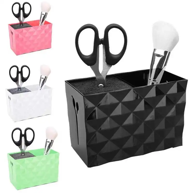 Double Row Scissors Storage Box Plastic Practical Clipper Case for Pro Salon Barber Home Hairdressing Tools ABS Comb Holder 6 pcs advertising folder supermarket label clip price display shopping mall plastic tag holder practical flexible sign