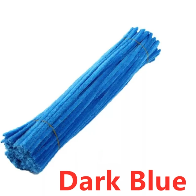 100pcs 30cm Chenille Stems Pipe Cleaners Kids Plush Educational Toy Colorful Pipe Cleaner Toys Handmade DIY Craft Supplies Dark Blue 100Pcs