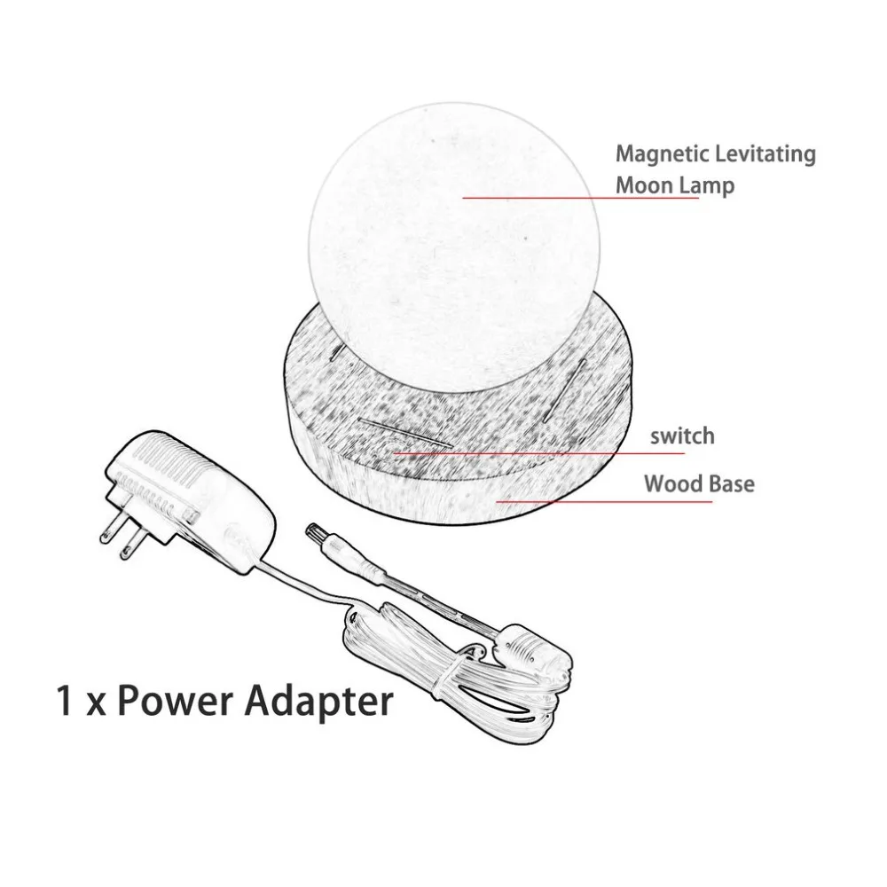 Магнитная левитирующая 3D Лунная лампа с деревянным основанием 10 см, ночник, плавающий романтический светильник, украшение дома для спальни