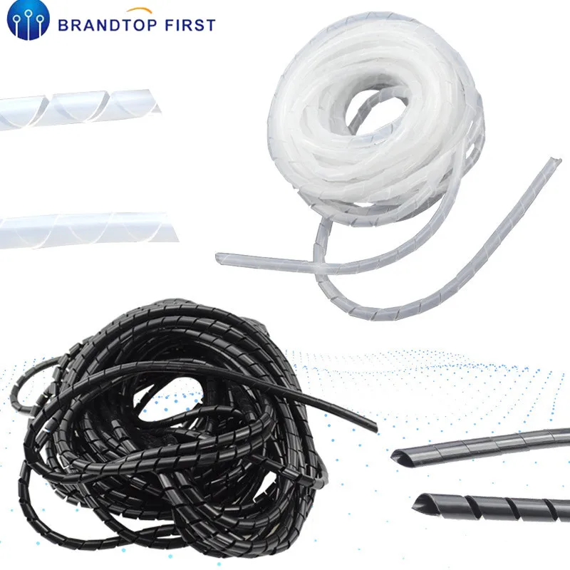 

White Black cable wire winding pipe spiral wrapping wire organizer Sheath Tube 6mm 10mm 20mm 25mm Cable Sleeves wrapping tube