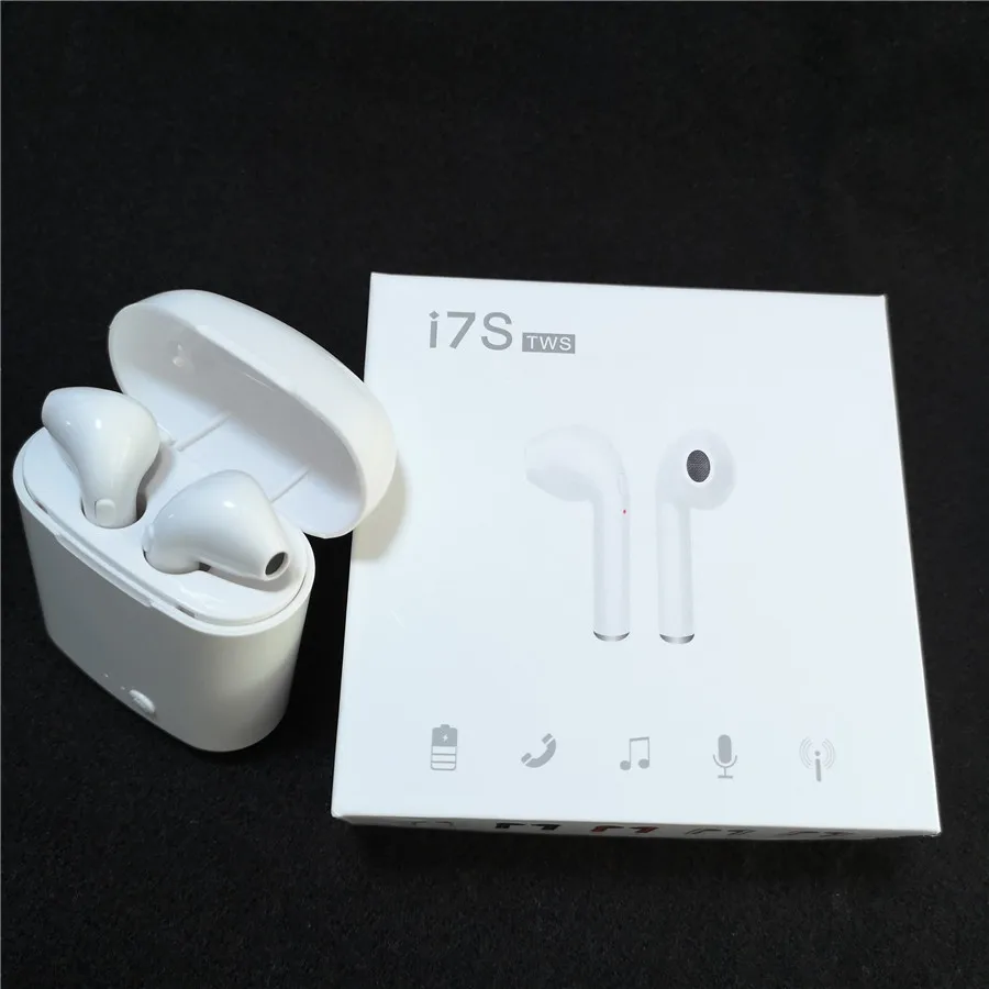 50 шт./лот i7s TWS Беспроводная гарнитура Bluetooth стерео наушники-вкладыши с зарядным устройством микрофон высокое качество для всех смартфонов