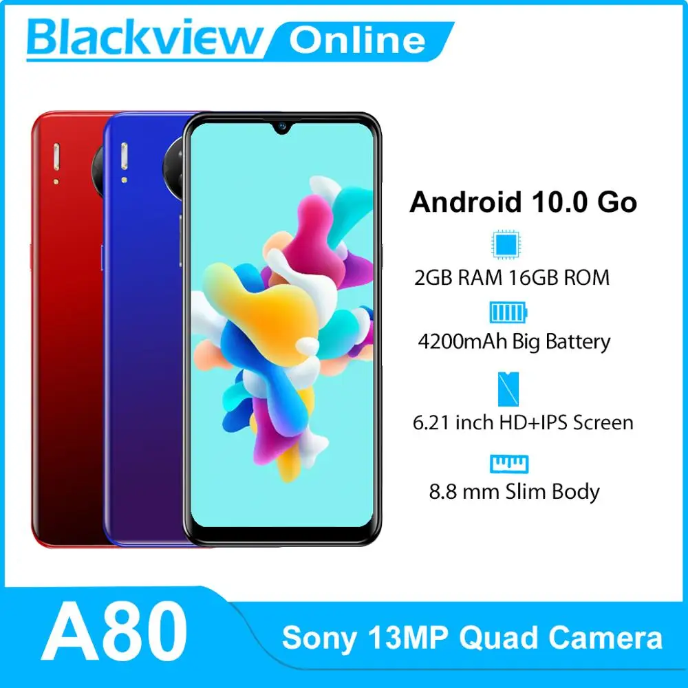 Blackview A80 Android 10-Go 16GB 2GB WCDMA/GSM/CDMA/LTE Quad Core Fingerprint Recognition