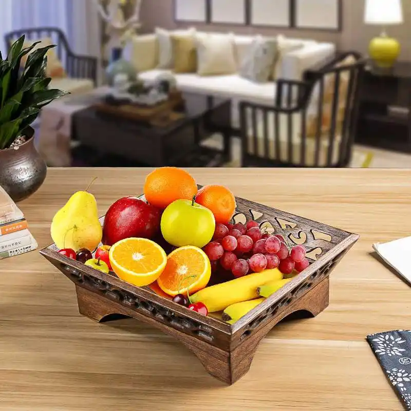 

WHYOU Creative Art Article Retro Furnishing Fruit Tray Thai DIY Wooden Fruit Bowls Plate Tray Home Decoration Free Shipping