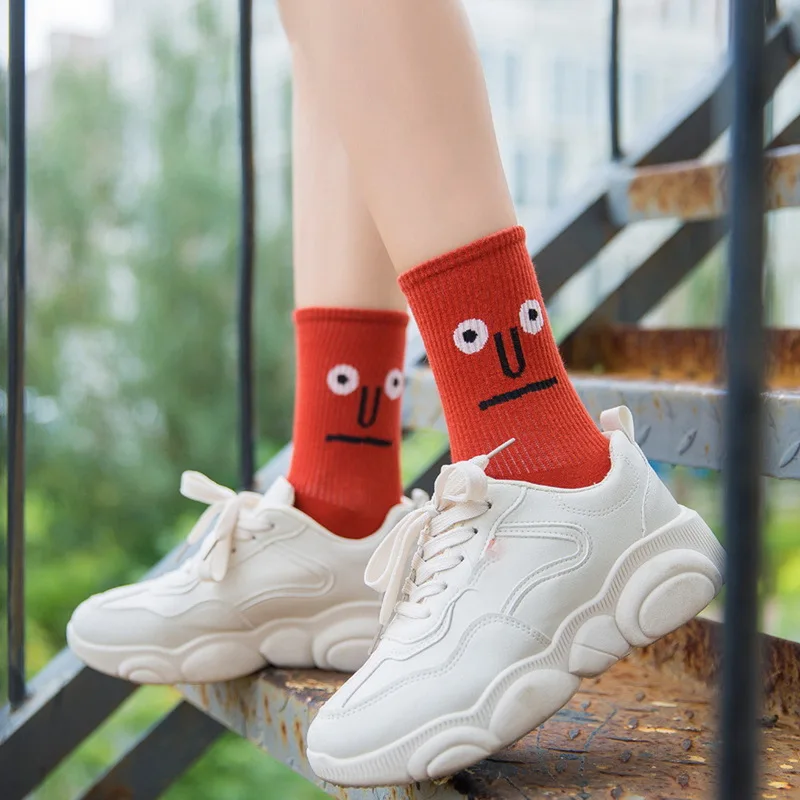 Женские яркие забавные носки Harajuku кавайные унисекс средней длины горячая