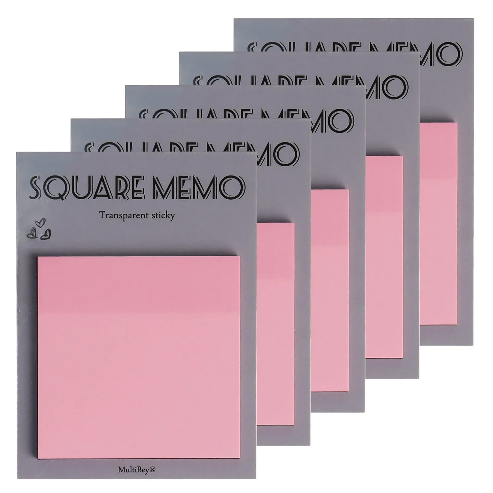 Transparent Sticky Notes Colored Pink 3x3 Waterproof PET Memo Sticky Note Paper Daily To Do It Memo Pad School Office Supplies