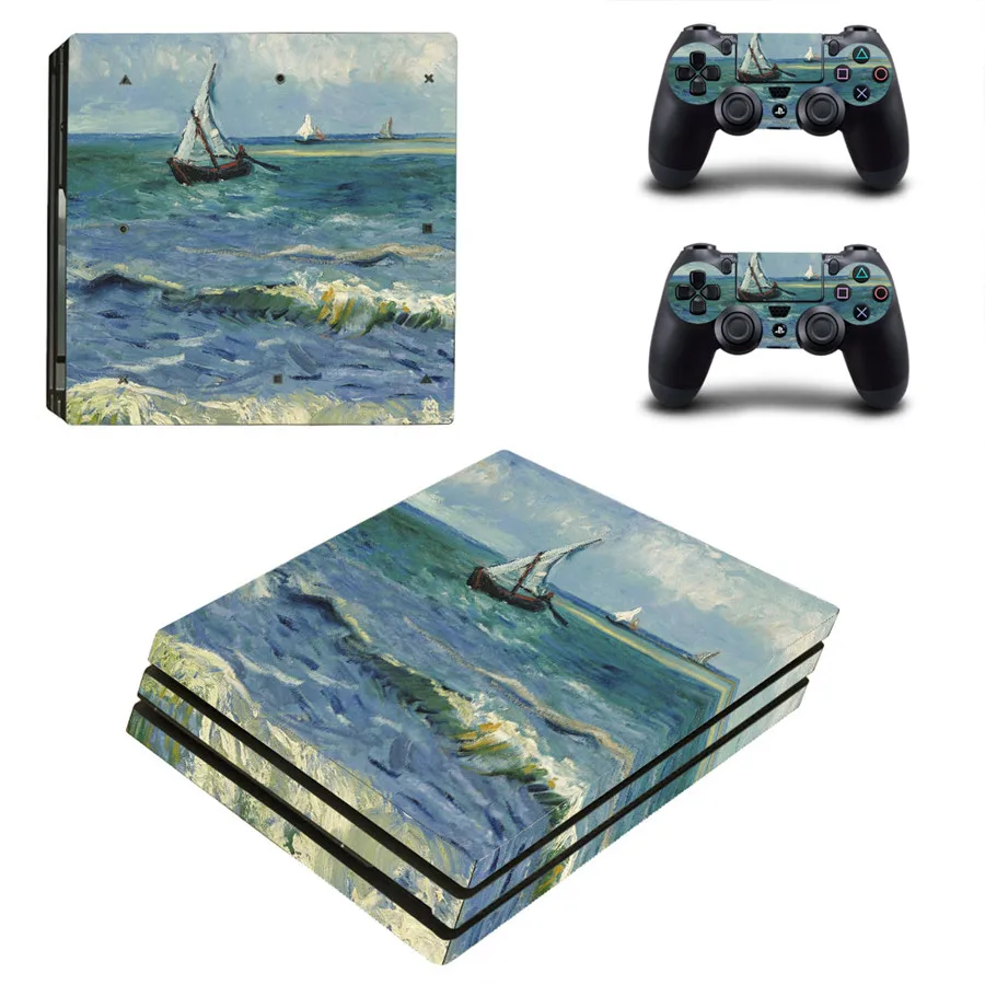 Oil Painting Style Skin Sticker for PS4 Pro PlayStation 4 Pro Console & Controllers Decal Vinyl Skins Accessories Style 18 