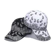 

Hip Hop Golf Cap Sun Punk Shading Paramecium Print Curved Brim Men Women's Black and White Cashew Nut Snap Back Baseball Cap