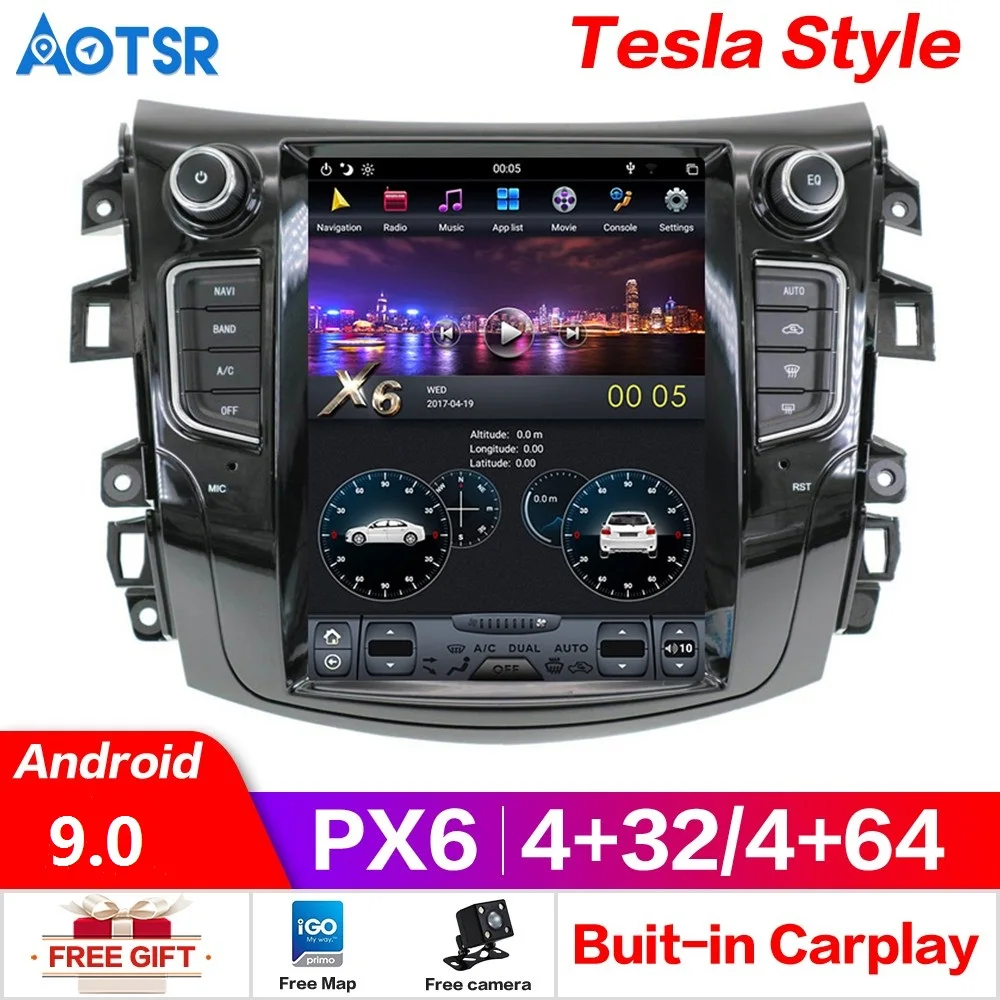Автомобильный DVD-плеер px6 Android 9 0 4 + 64 ГБ GPS-навигация для NISSAN NP300 Navara 2014-2019